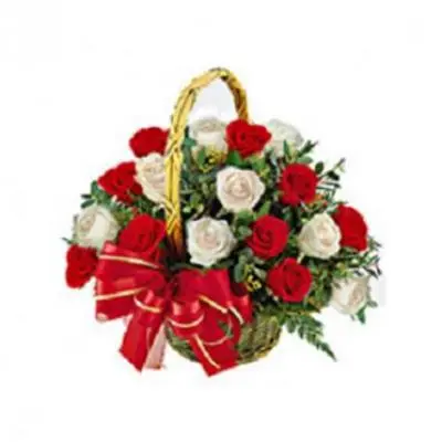 Red & White Roses Basket