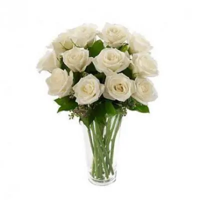 White Roses Vase