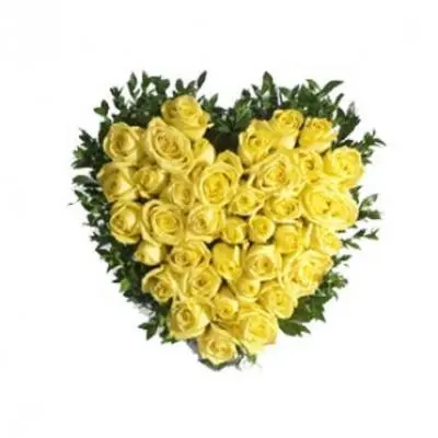 Yellow Roses Heart Arrangement