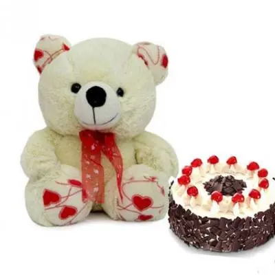 Teddy With Black Forest Cake