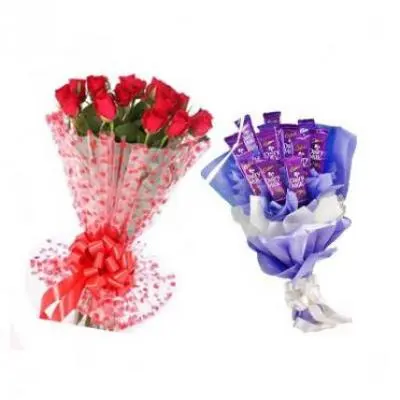 Red Roses With Dairy Milk Bouquet