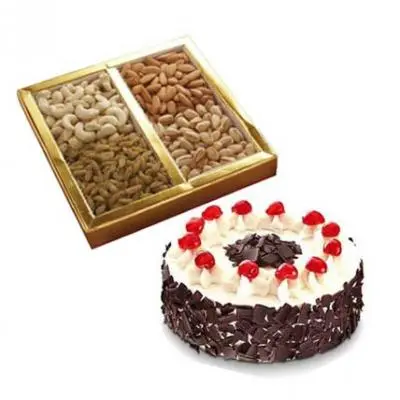 Dry Fruits With Black Forest Cake