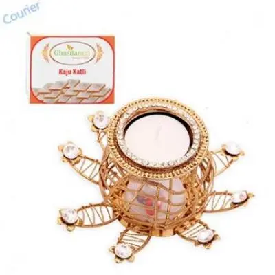 Flower Metal T-Lite With  Kaju Katli