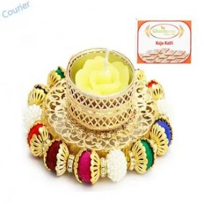 Coloured Balls  T-Lite with  Kaju Katli