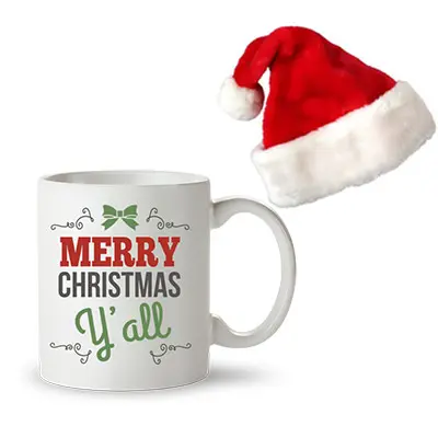 Christmas Santa Cap & Merry Christmas Photo Mug