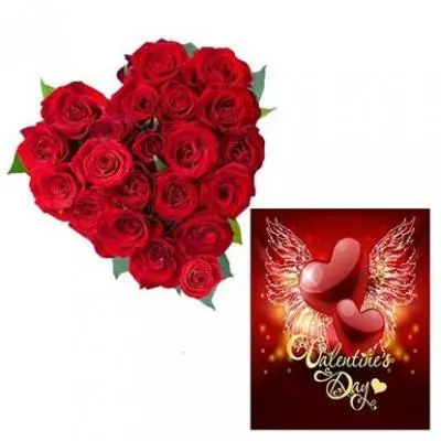 Red Roses Heart With Valentine Card