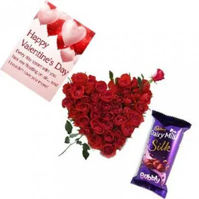 Roses Heart, Chocolates With Valentine Card