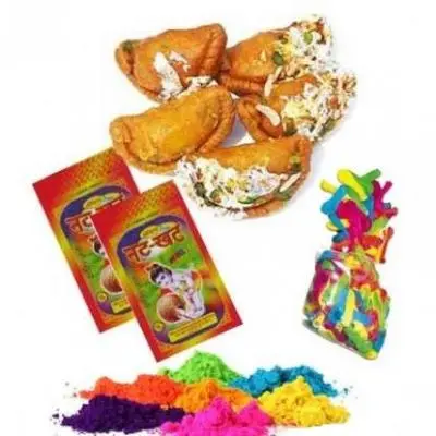 Holi Gujiya With Gulaal & Balloons