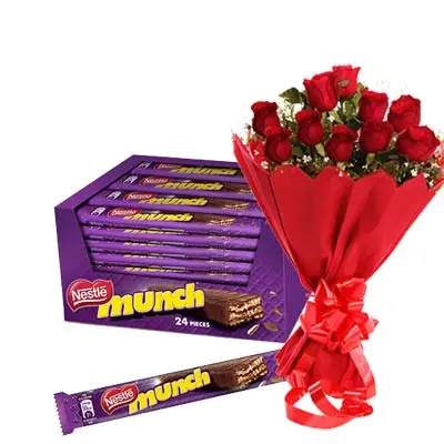 Munch Chocolate Hamper With Roses