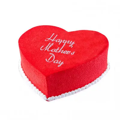 Happy Mothers Day Heart Shape Red Velvet Cake