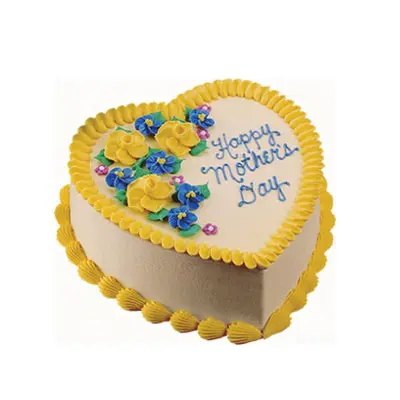 Happy Mothers Day Heart Shape Vanilla Cake