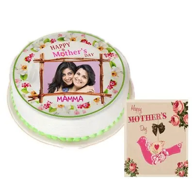 Mom Photo Cake With Mothers Day Card Mom Photo Cake With Mothers Day Card