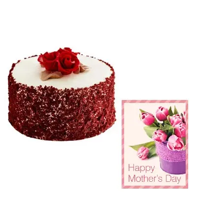 Mothers Red Velvet Cake Cake with Mothers Day Card