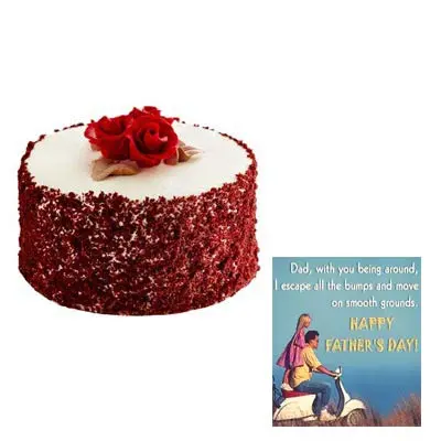 Fathers Day Red Velvet Cake Cake with Fathers Day Card