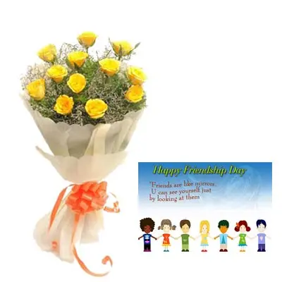 Yellow Roses Bouquet With Card