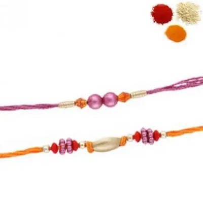 Set of Coloured Pearl Rakhi