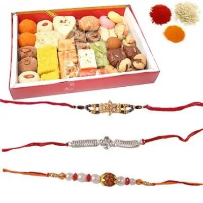 Rakhi Set with Mixed Sweets