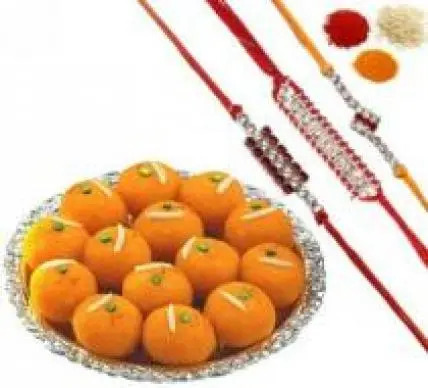 Rakhi Set with Motichoor Ladoo Rakhi Set with Motichoor Ladoo