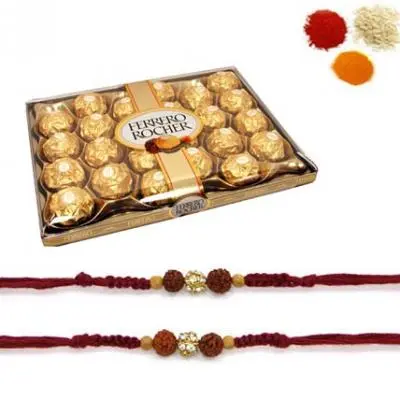 2 Rakhi with Ferrero Rocher