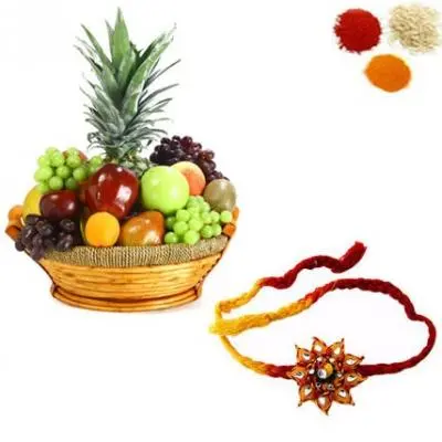 Rakhi with Fresh Fruits Basket