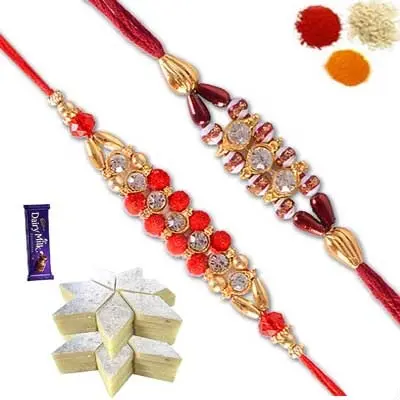 Rakhi Pair with Chocolate & 1/2 Kg Kaju Burfi