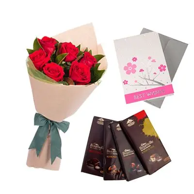 Bournville Chocolates with Flowers and Greeting Card
