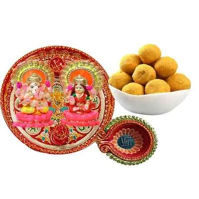 Diwali Pooja Thali with Ladoo Combo