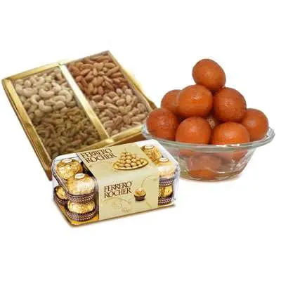 Mixed Dry Fruits with Gulab Jamun & Ferrero Rocher