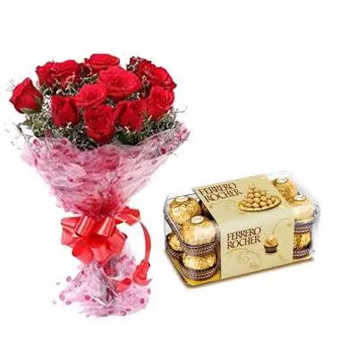 Red Roses With Ferrero Rocher