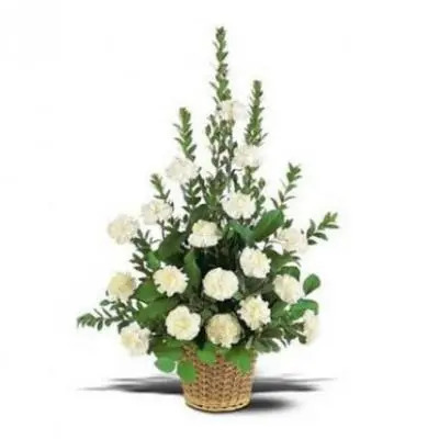 White Carnation Basket