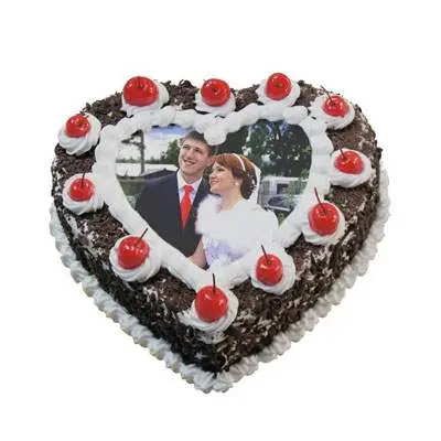 Heart Shape Black Forest Photo Cake