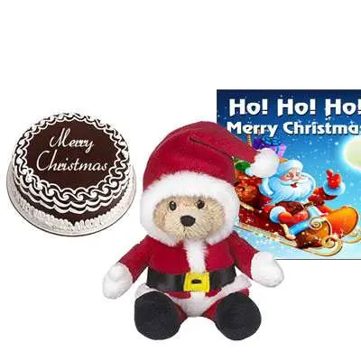 Christmas Cake with Santa Claus & Greeting Card