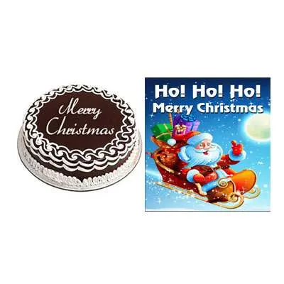 Christmas Chocolate Cake with Greeting Card
