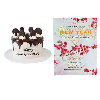 New Year Card with Oreo Cake