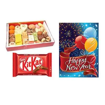 Mixed Sweets with New Year Card & Kitkat