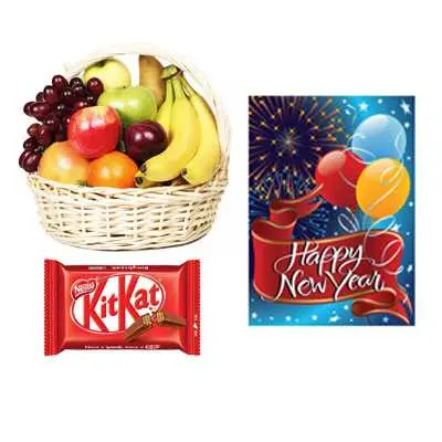 Fresh Fruits with New Year Card & Kitkat
