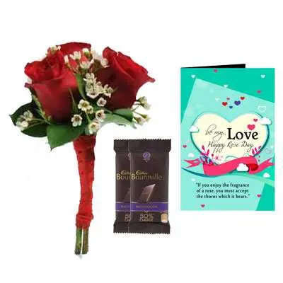 Bouquet, Bournville & Rose Day Greeting Card