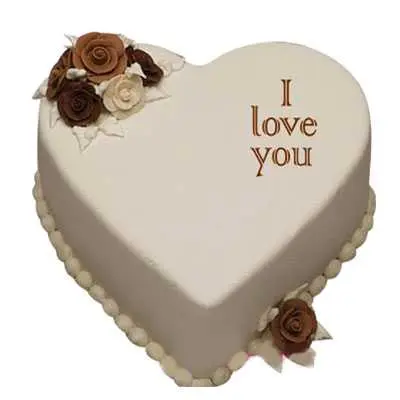 I love You Vanilla Heart Shape Cake
