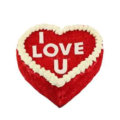 Love U Valentine Red Velvet Heart Cake