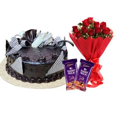 Chocolate Cream Cake, Bouquet & Silk