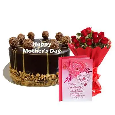 1 Kg Cake, 12 Red Roses & Card