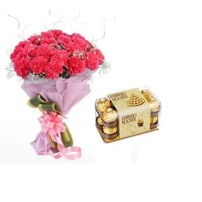 Pink Carnation Bouquet with Ferrero