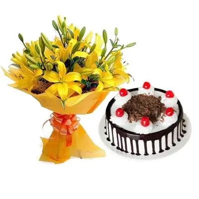 Yellow Lily & Black Forest Cake