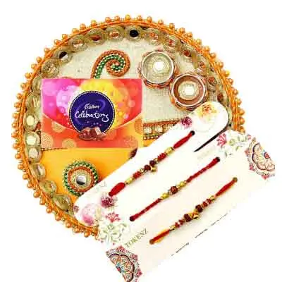 3 Rakhi with Rakhi Thali & Celebration 3 Rakhi with Rakhi Thali & Celebration