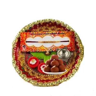 Beautiful Rakhi Thali with Gulab Jamun