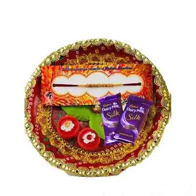 Beautiful Rakhi Thali with Silk