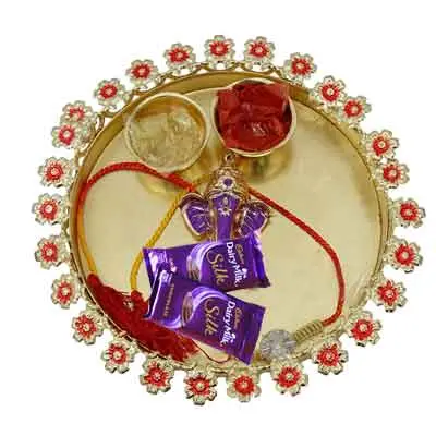 Rakhi Thali for Brother with Silk