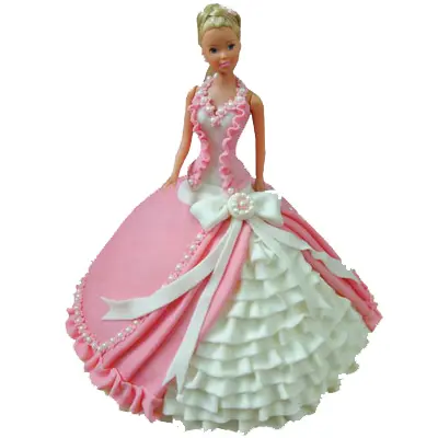 Pink White Barbie Doll Cake