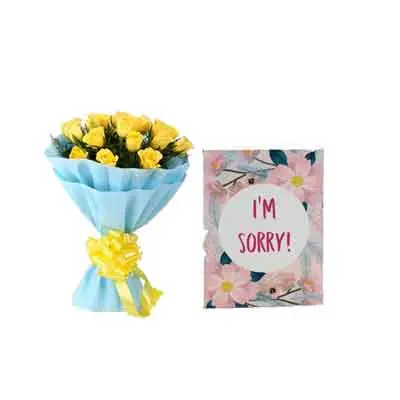 Yellow Roses with Sorry Card