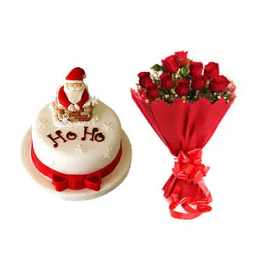 Ho Ho Christmas Cake with Bouquet